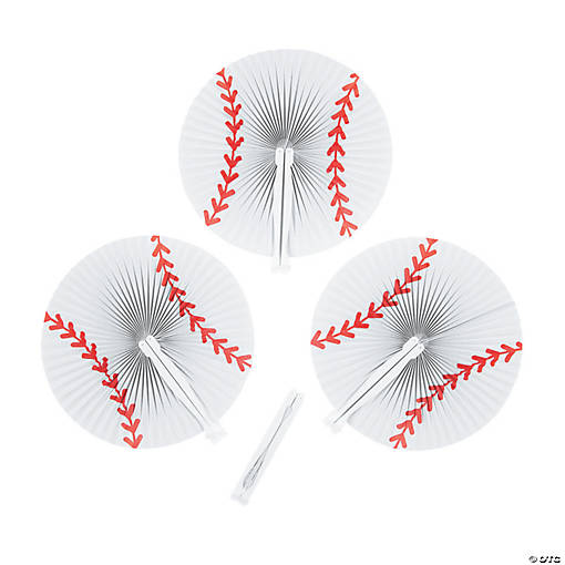 Baseball Folding Hand Fans - 12 Pc.