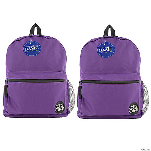 Bazic&amp;#174; Basic Backpack 16" Purple, Pack of 2