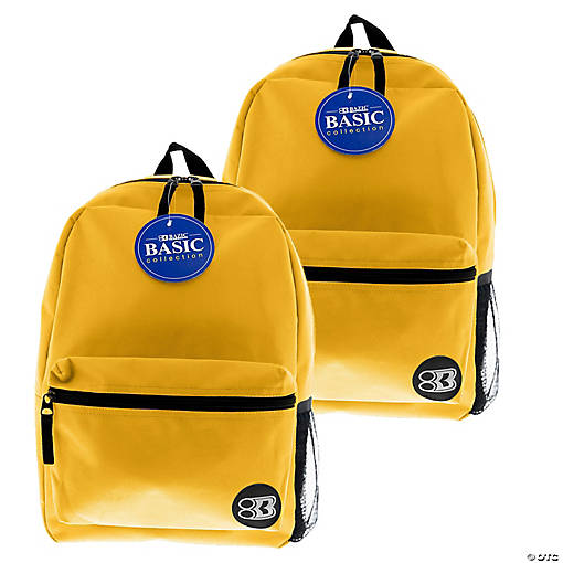 BAZIC Products 16" Basic Backpack, Mustard, Pack of 2