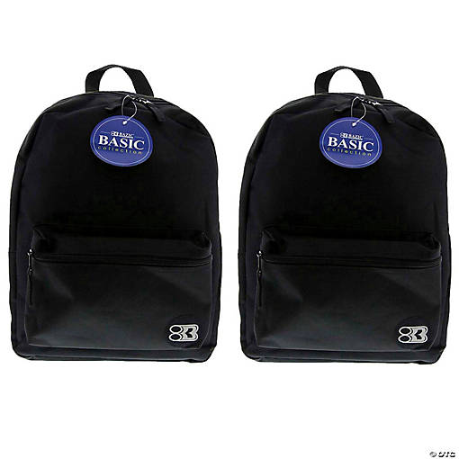 BAZIC Products Basic Backpack, 16", Black, Pack of 2
