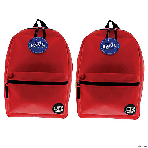 BAZIC Products Basic Backpack, 16", Red, Pack of 2