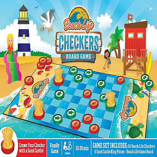 Beach Life Checkers Board Game