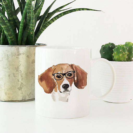 Beagle Black Glasses Ceramic Mug