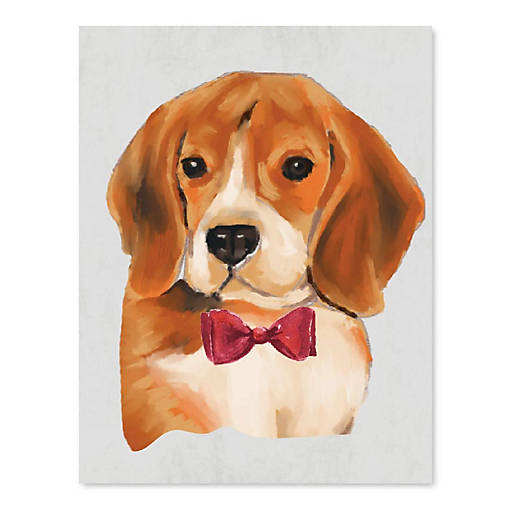 Beagle Print Red Bow 8.5x11in