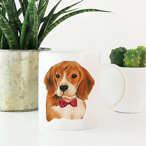 Beagle Red Bow Ceramic Mug