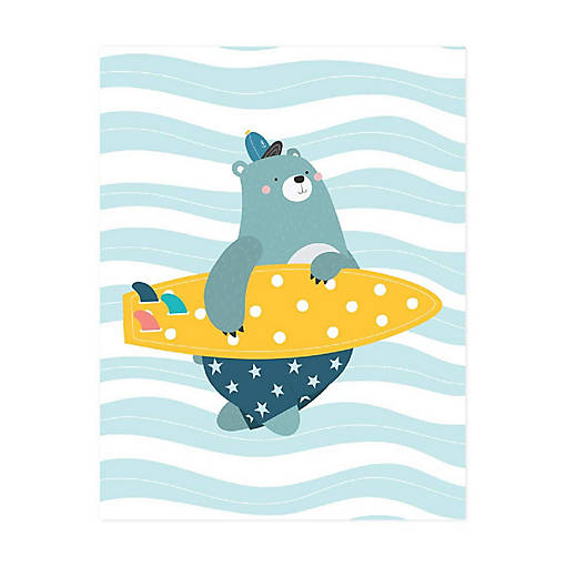 Bear with Surfboard Art 8.5x11in 1-Pack