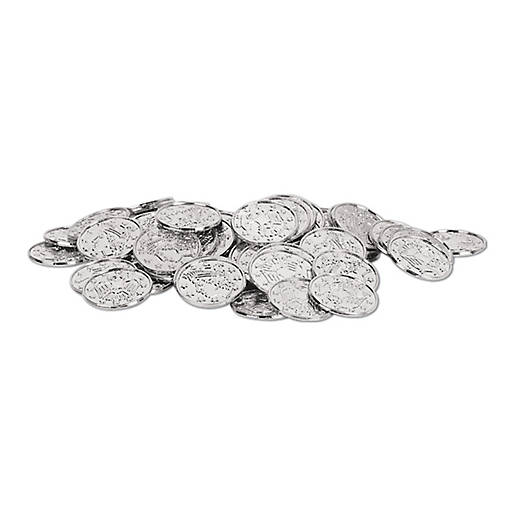 Beistle - 1&amp;#189;" - Silver - Plastic Coins Silver Molded!