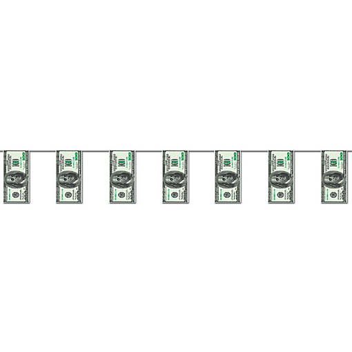 Beistle - $100 Bill Pennant Banner - 12 Pack