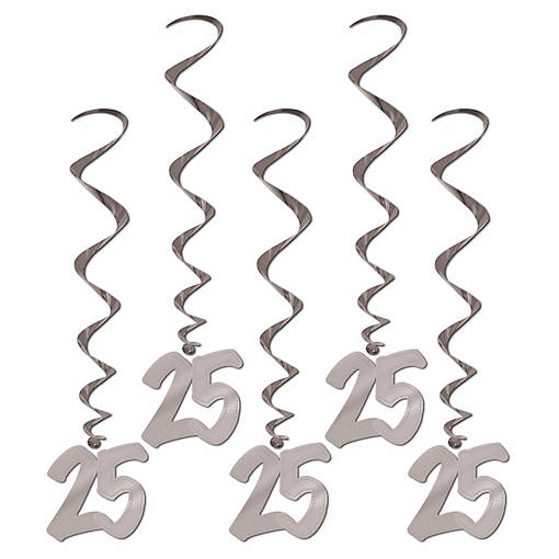 Beistle - "25th" Anniversary Whirls - 3' - 6 Pack