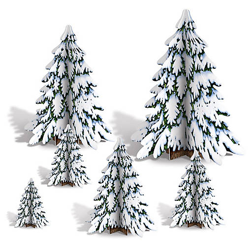 Beistle - 3-D Winter Pine Tree Centerpieces - 12 Pack