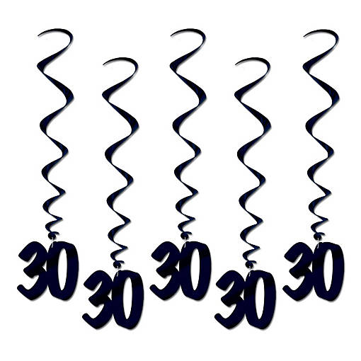 Beistle - "30" Whirls - Black - 6 Pack