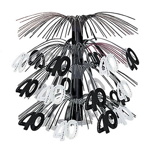 Beistle - "40" Cascade Centerpiece - Silver and Black - 6 Pack