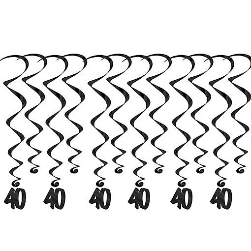 Beistle - "40" Whirls - Black - 6 Pack