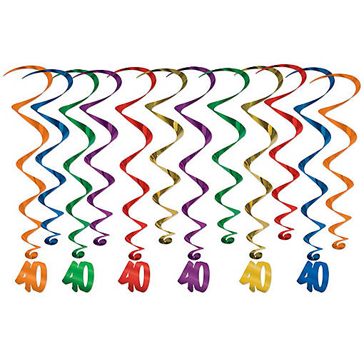 Beistle - "40" Whirls - Multicolor - 6 Pack