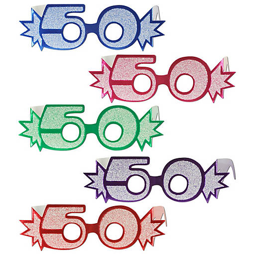 Beistle - "50" Glittered Foil Eyeglasses - 25 Pack