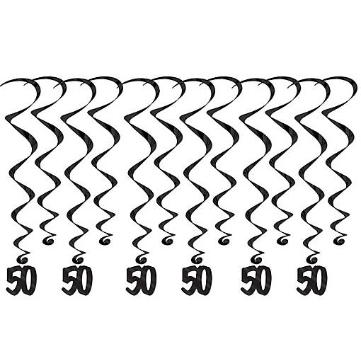 Beistle - "50" Whirls - Black - 6 Pack