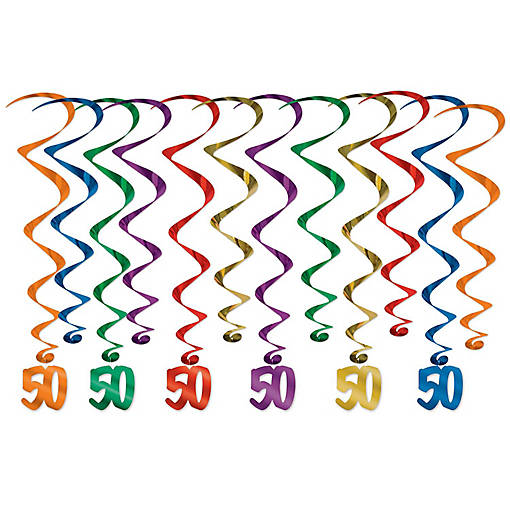 Beistle - "50" Whirls - Multicolor - 6 Pack