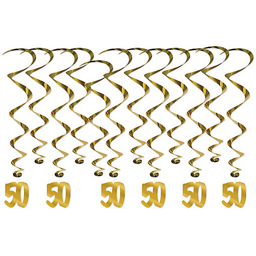 Beistle - "50th" Anniversary Whirls - 6 Pack