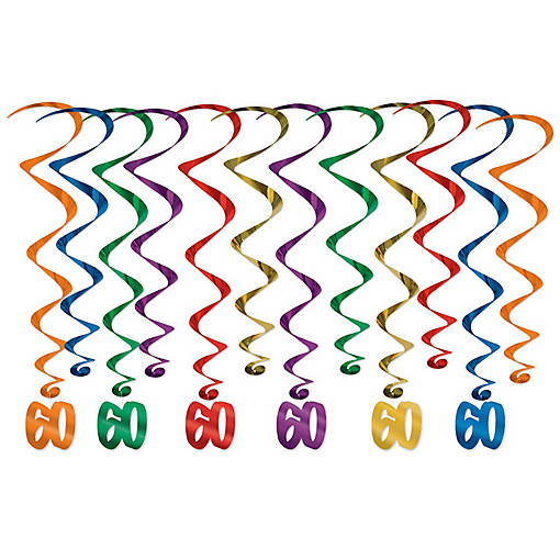 Beistle - "60" Whirls - Multicolor - 6 Pack