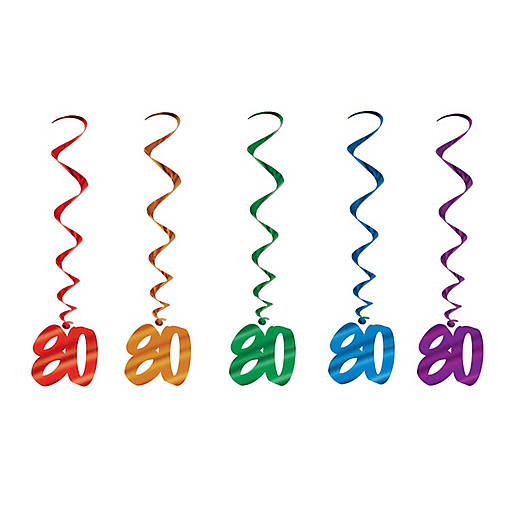 Beistle - "80" Whirls - Multi-color - 6 Pack