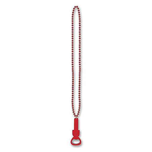 Beistle - Beads w/Bottle Opener - Red - 12 Pack