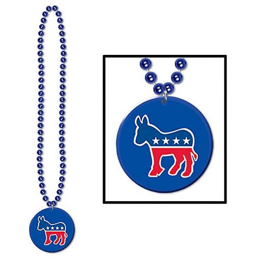 Beistle - Beads w/Democratic Medallion - 12 Pack