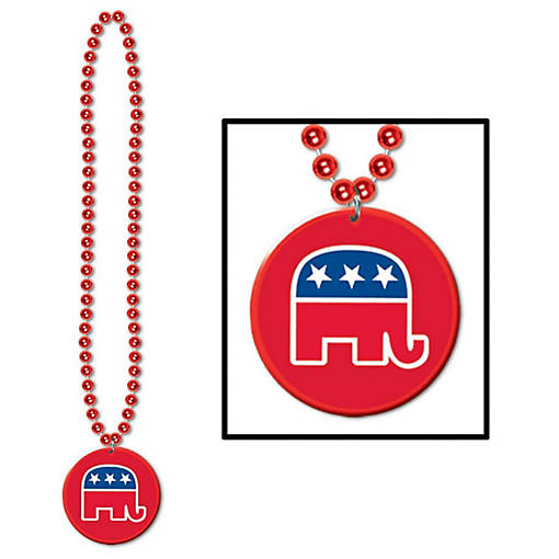 Beistle - Beads w/Republican Medallion - 12 Pack