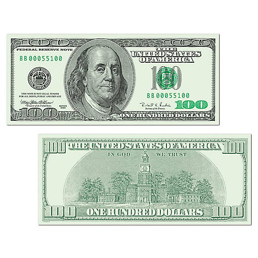 Beistle - Big Bucks Cutout $100 Bill - 24 Pack