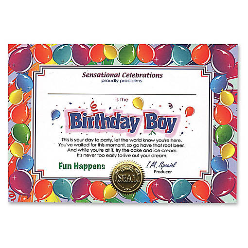Beistle - Birthday Boy Certificate - 6 Pack