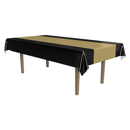 Beistle - Black &amp; Gold Tablecover - 12 Pack