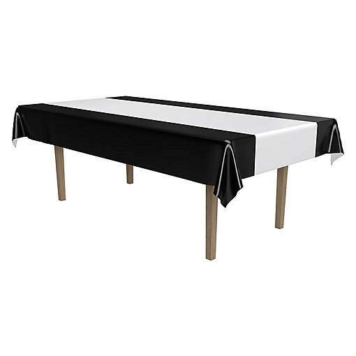 Beistle - Black &amp; Silver Tablecover - 12 Pack