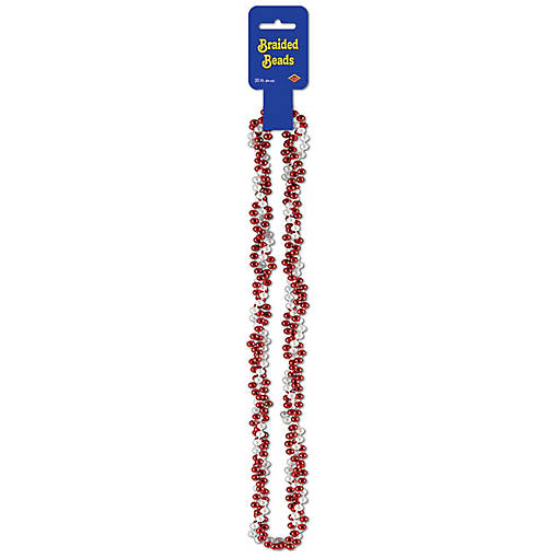 Beistle - Braided Beads - Red and White - 12 Pack