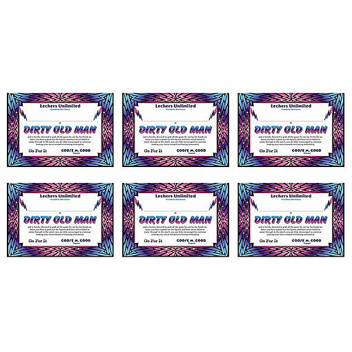 Beistle - Dirty Old Man Certificate - 6 Pack