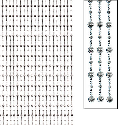 Beistle - Disco Ball Bead Curtain - Silver - 1 Pack