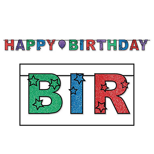 Beistle - Glittered Happy Birthday Streamer - 12 Pack