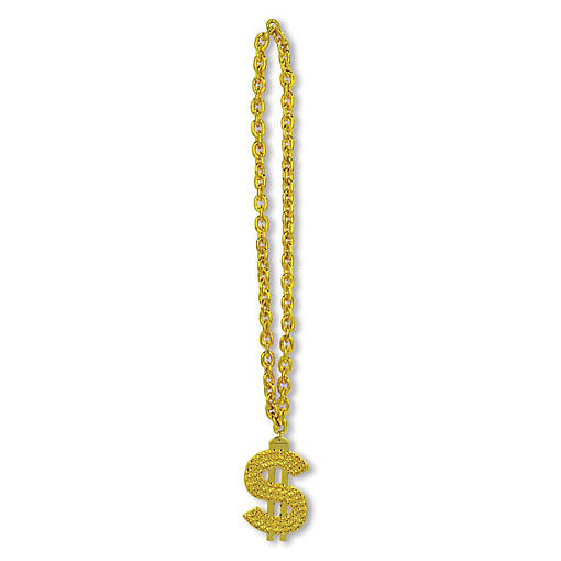 Beistle - Gold Chain Beads w/"$" Medallion - 12 Pack