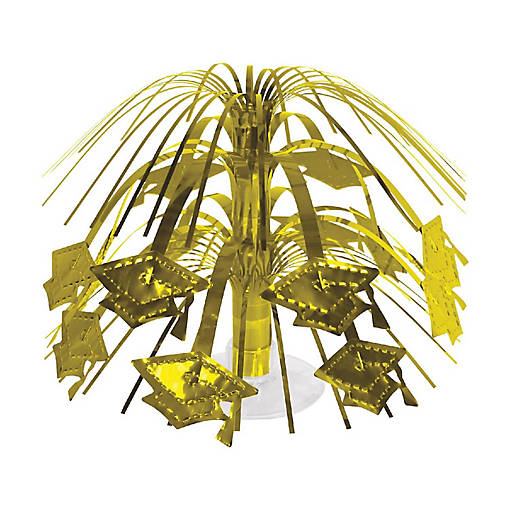 Beistle - Gold Grad Cap Mini Cascade Centerpiece - 12 Pack