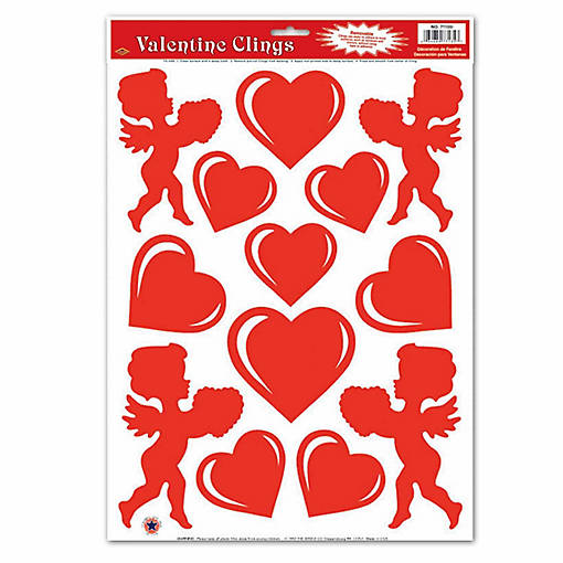 Beistle - Heart &amp; Cupid Clings - 12 Pack