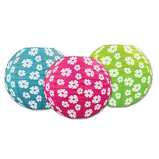 Beistle - Hibiscus Paper Lanterns - 6 Pack