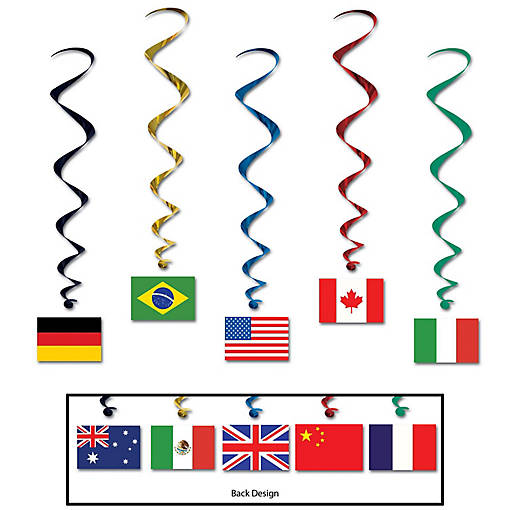 Beistle - International Flag Whirls - 6 Pack