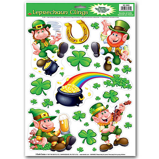Beistle - Leprechaun/Shamrock Clings - 12 Pack
