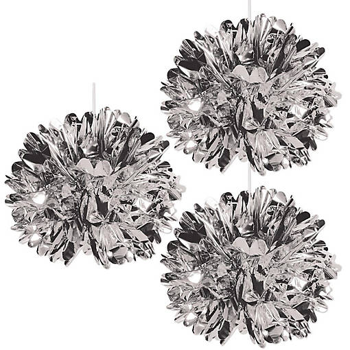 Beistle - Metallic Fluff Balls - Silver - 12 Pack