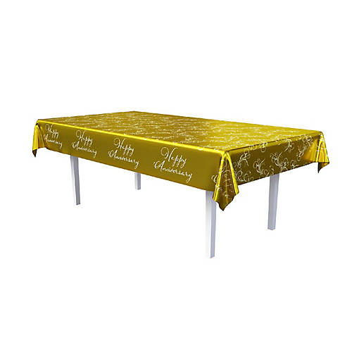 Beistle - Metallic Happy Anniversary Tablecover - 12 Pack