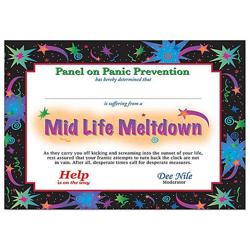 Beistle - Midlife Meltdown Certificate - 6 Pack