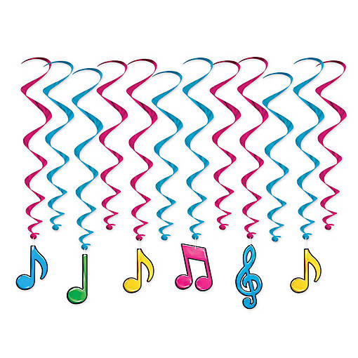 Beistle - Neon Musical Notes Whirls - 6 Pack