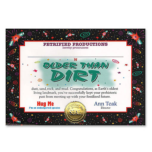 Beistle - Older Than Dirt Certificate - 6 Pack