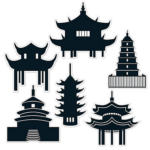 Beistle - Pagoda Silhouettes - 12 Pack