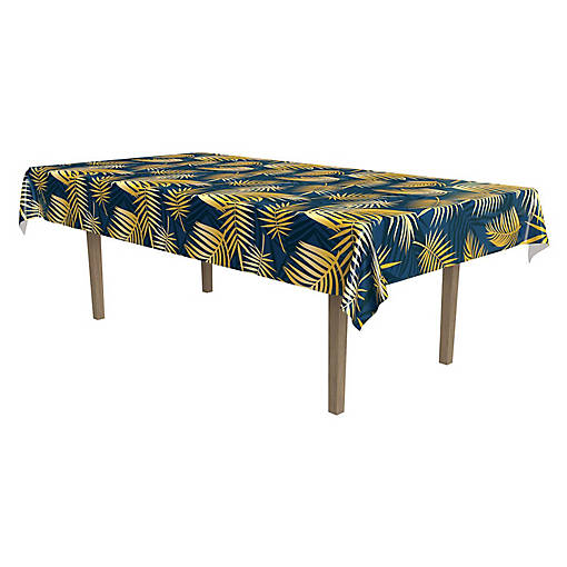 Beistle - Palm Leaf Tablecover - Goiden and Blue - 12 Pack