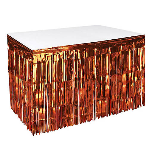 Beistle - Pkgd 1-Ply Metallic Table Skirting - Orange - 6 Pack