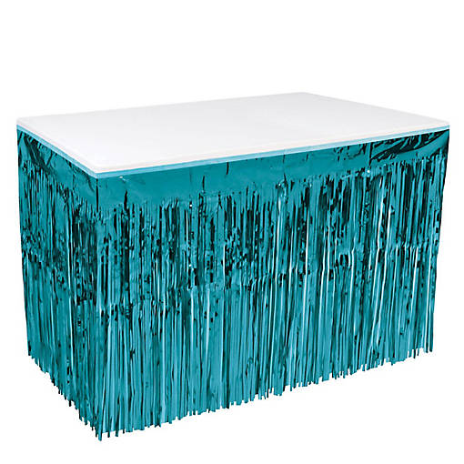 Beistle - Pkgd 1-Ply Metallic Table Skirting - Teal - 6 Pack
